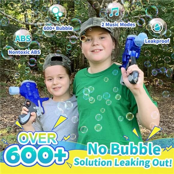 2 Pack Bubble Gun with 4 Bubble Solution, Large Size Bubble Guns for Kids - Picture 2 of 6